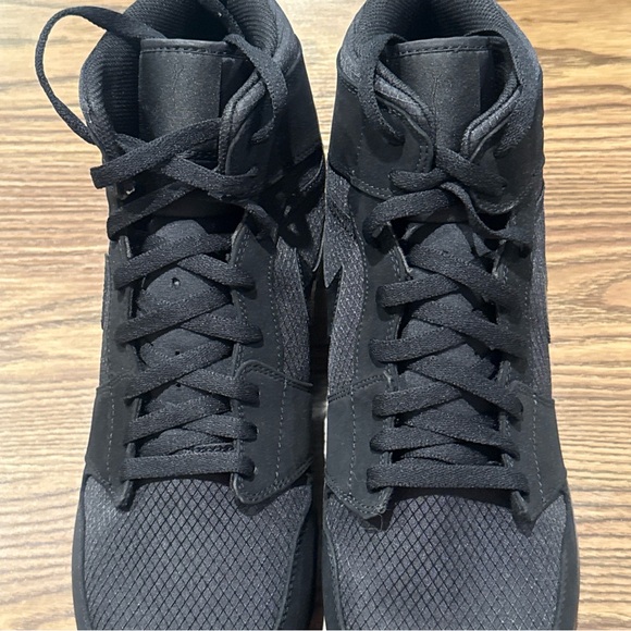 Size 14 Air Jordan 1 Retro MCS Suede Baseball Cleats Triple Black AV5354-002 - Picture 10 of 13